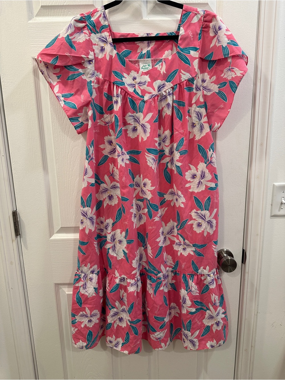 Jade fashions Vintage Hawaiian Floral Mumu House Dress Size XL EUC